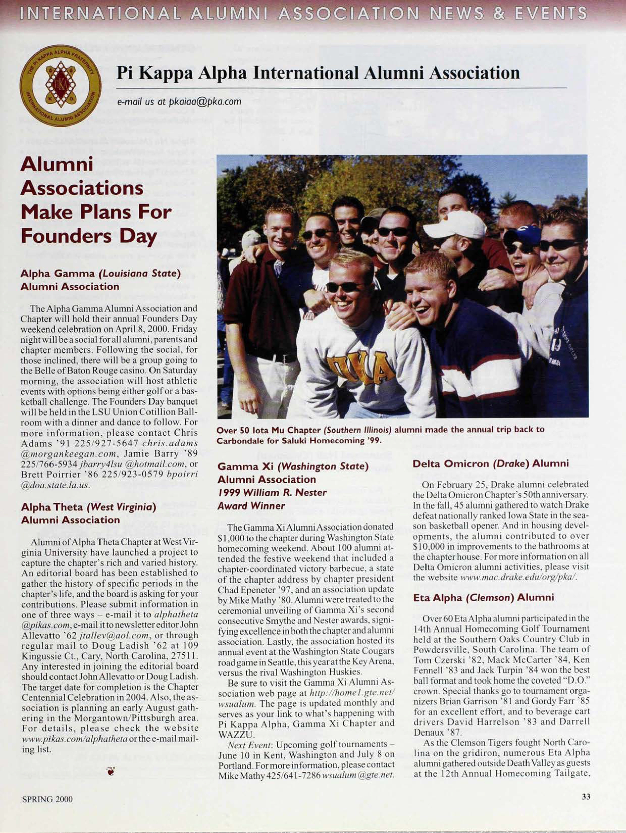 International Alumni Association News & Events, Spring 2000